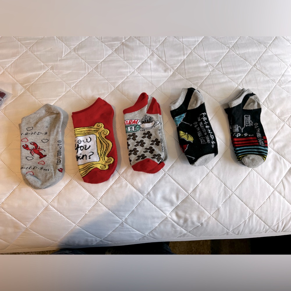 5pk Girls Ankle Length Socks - Friends Theme